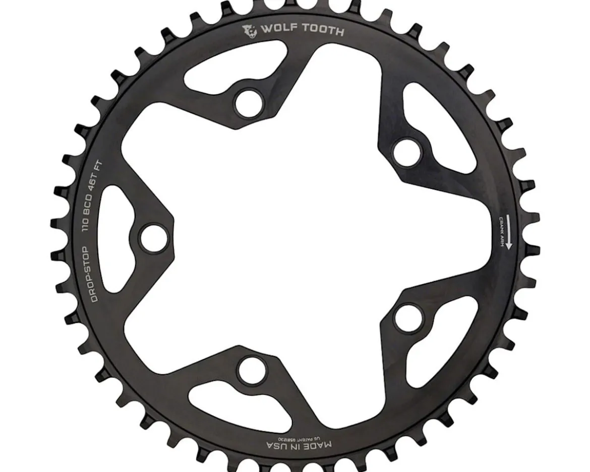 Wolf Tooth Components Gravel/CX/Road Chainring (Black) (Drop-Stop B) (Single) (110mm BCD) (36T)