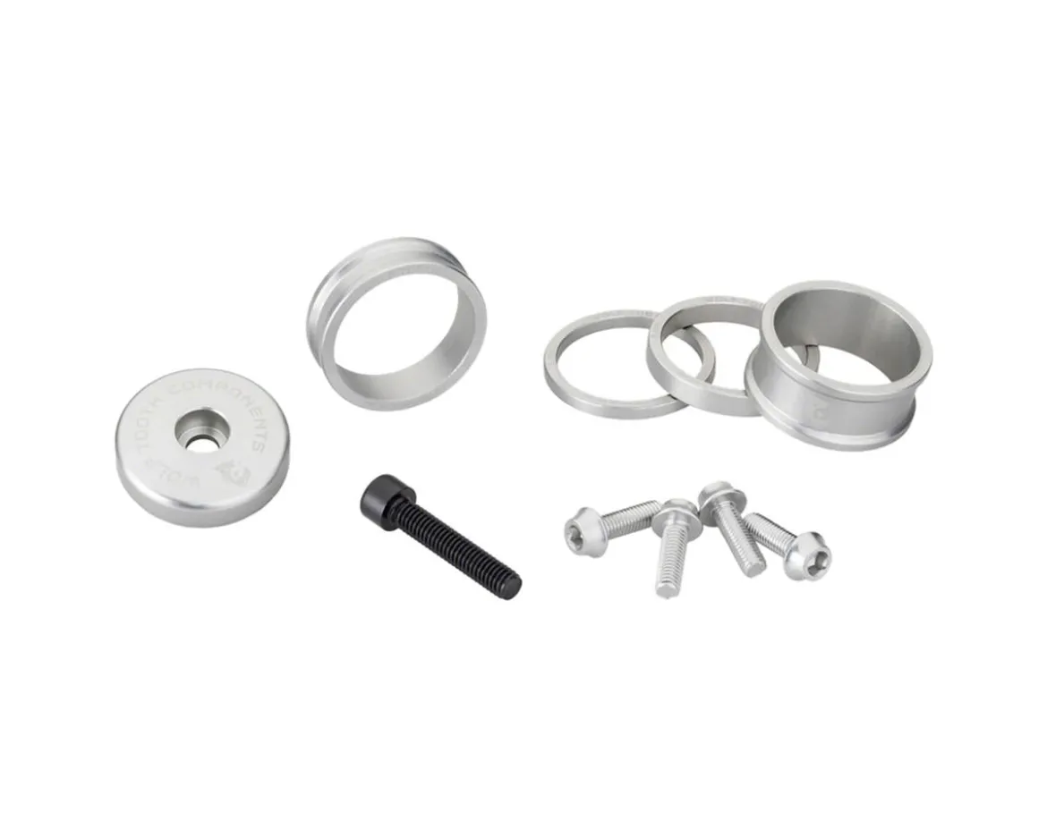 Wolf Tooth Components Headset Spacer BlingKit (Raw Silver) (3, 5,10, 15mm) (w/ Bottle Cage Bolts)