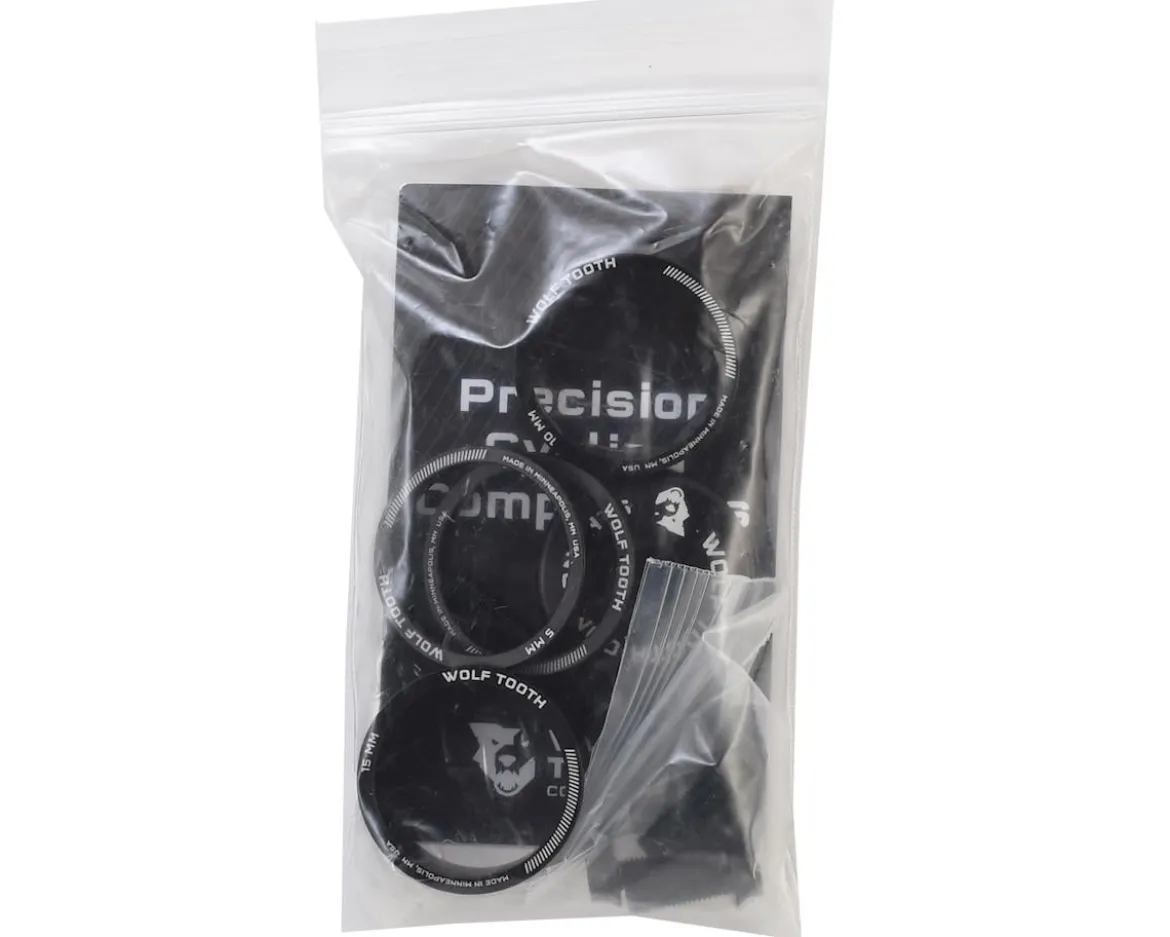 Wolf Tooth Components Headset Spacer BlingKit (Black) (3, 5, 10, 15mm) (w/ Bottle Cage Bolts)
