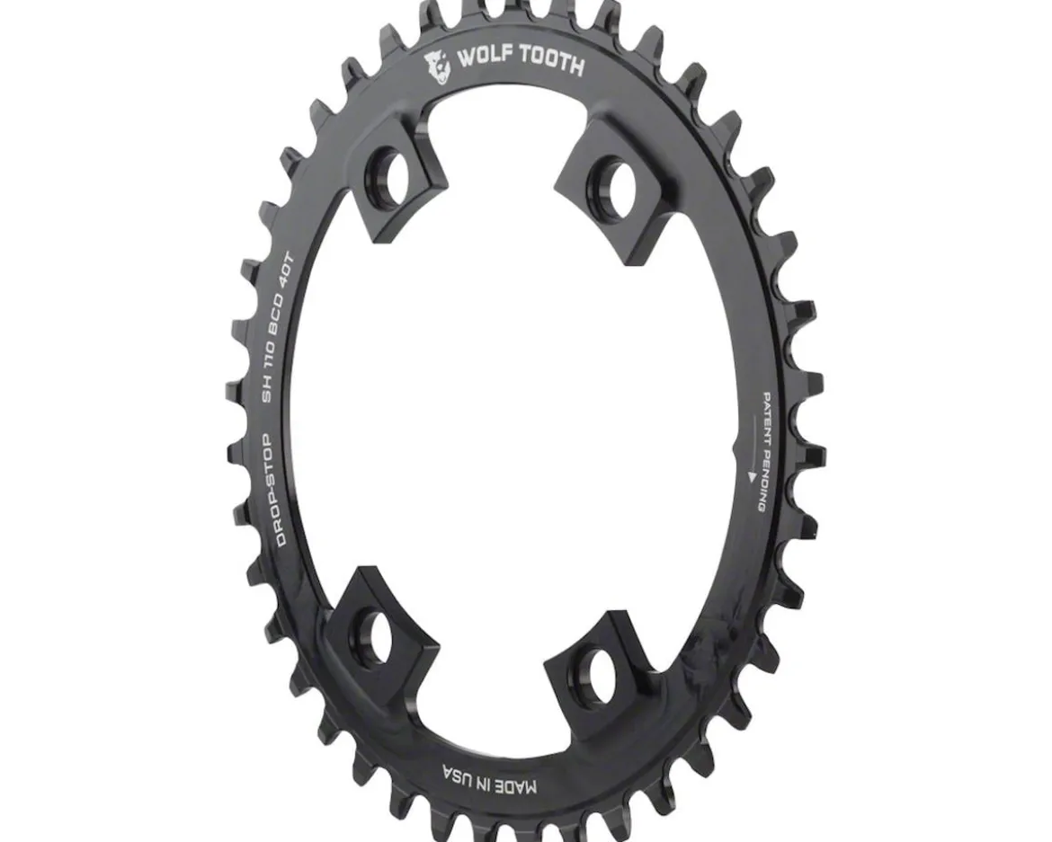 Wolf Tooth Components Shimano 4-Bolt Chainring (Black) (Drop-Stop B) (Single) (38T) (110mm Asym. BCD)