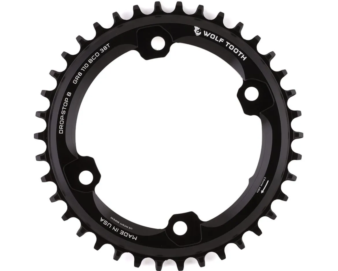 Wolf Tooth Components Shimano GRX Chainring (Black) (Drop-Stop B) (Single) (38T) (110mm Asym. BCD)
