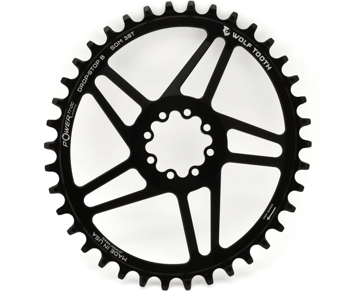 Wolf Tooth Components SRAM 8-Bolt Direct Mount Elliptical Chainring (Black) (Drop-Stop B) (Single) (6mm Offset) (38T)