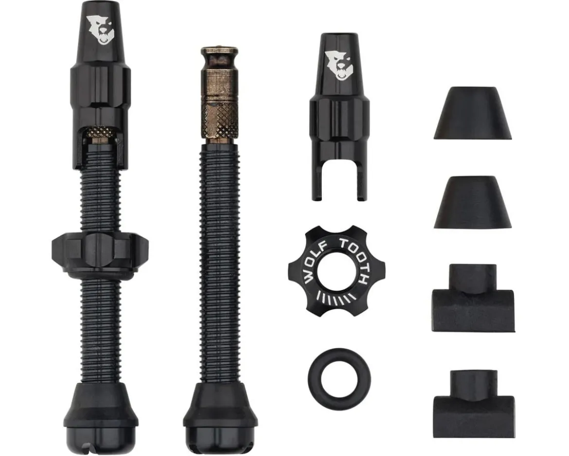 Wolf Tooth Components Tubeless Valve Stem Kit For Clik Valve (Black) (44mm)