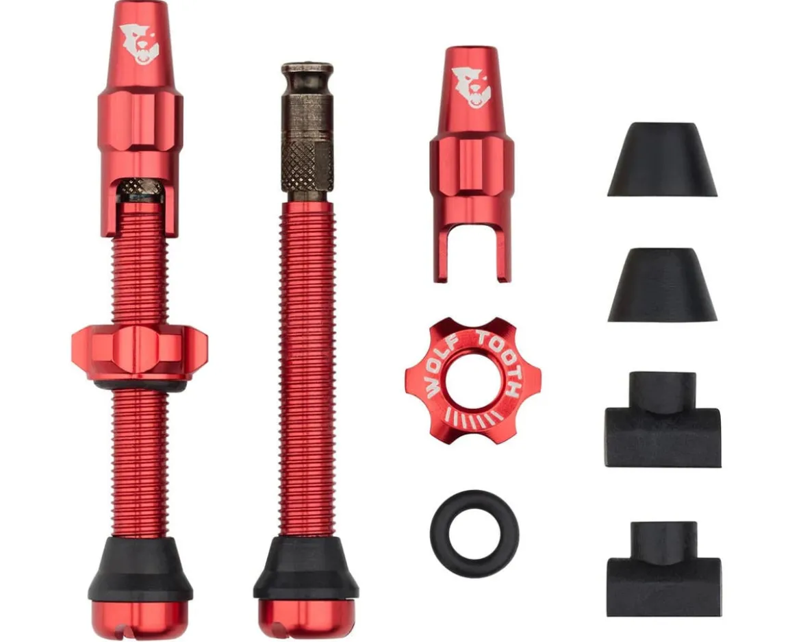 Wolf Tooth Components Tubeless Valve Stem Kit For Clik Valve (Red) (44mm)