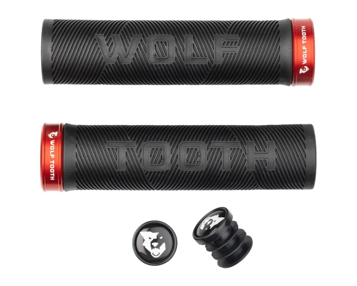 Wolf Tooth Components Echo Lock-On Grips (Black/Red)