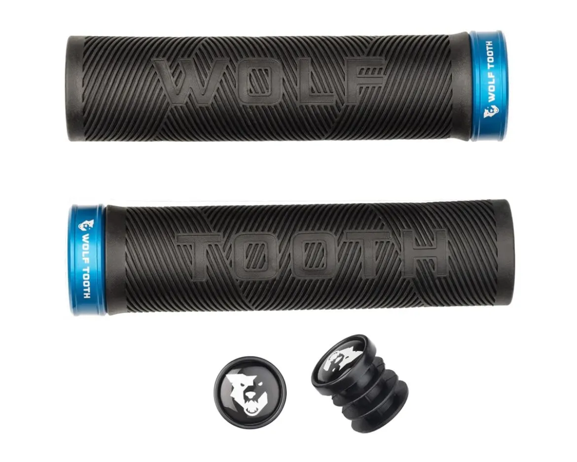 Wolf Tooth Components Echo Lock-On Grips (Black/Blue)