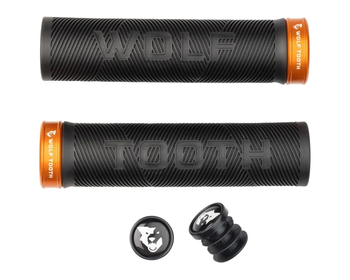 Wolf Tooth Components Echo Lock-On Grips (Black/Orange)