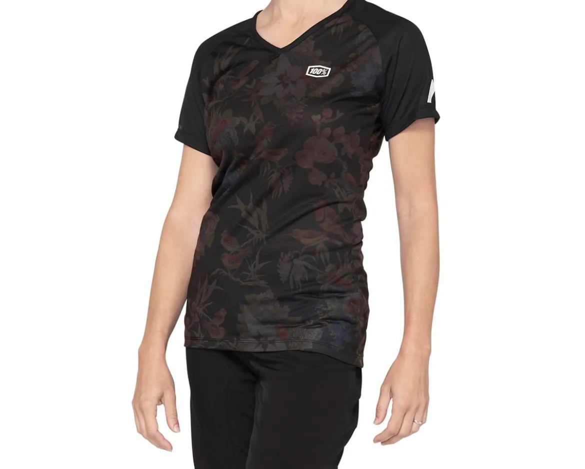 100% Women's Airmatic Jersey (Black Floral) (L)