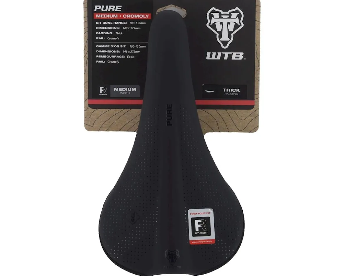WTB Pure Saddle (Black) (Chromoly Rails) (Medium) (148mm)