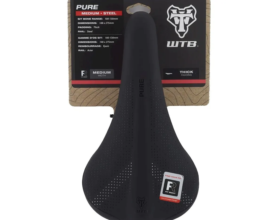 WTB Pure Saddle (Black) (Steel Rails) (Medium) (148mm)