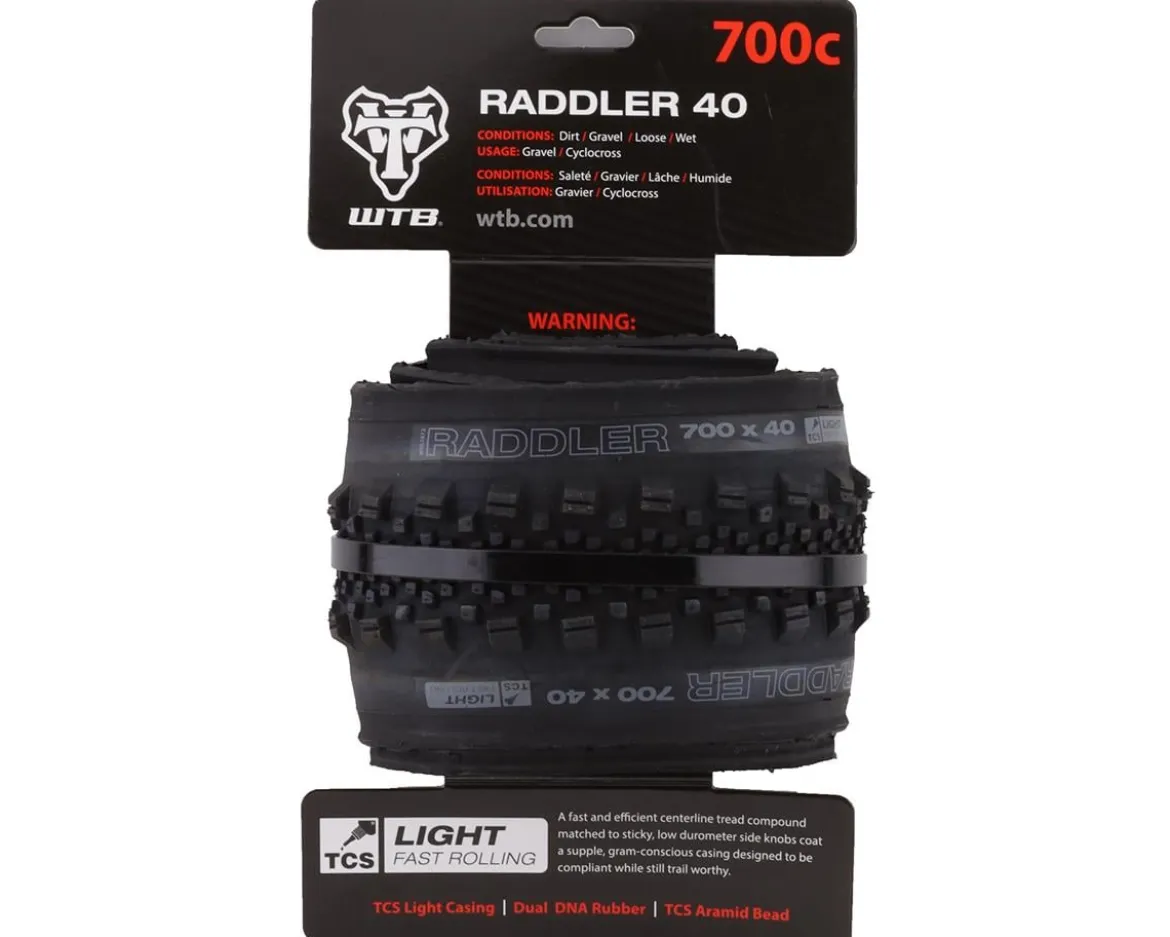 WTB Raddler Dual DNA TCS Tubeless Gravel Tire (Black) (700c) (40mm) (Light/Fast Rolling)